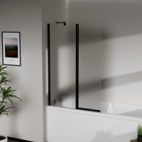 Скляна шторка для ванни  AVKO Glass W436 50+40x140 Black Frosted