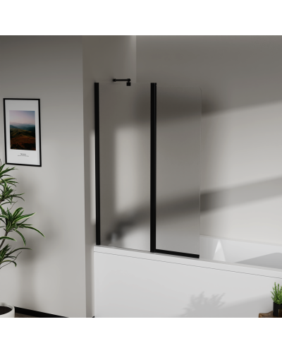 Скляна шторка для ванни  AVKO Glass W436 50+40x140 Black Frosted
