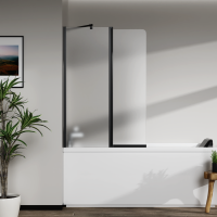Скляна шторка для ванни  AVKO Glass W436 50+40x140 Black Frosted