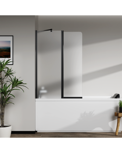 Скляна шторка для ванни  AVKO Glass W436 50+40x140 Black Frosted
