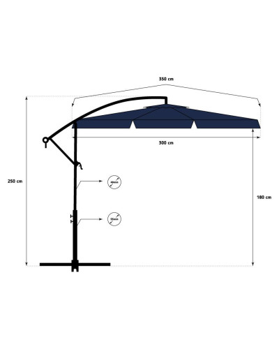 Парасоля садова кутова з нахилом FunFit Garden синя 3м.