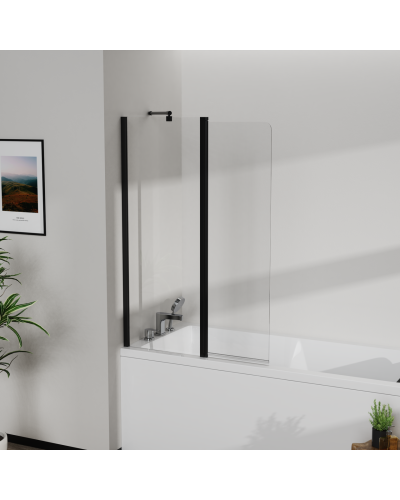 Скляна шторка для ванни  AVKO Glass W436 60+40x140 Black clear