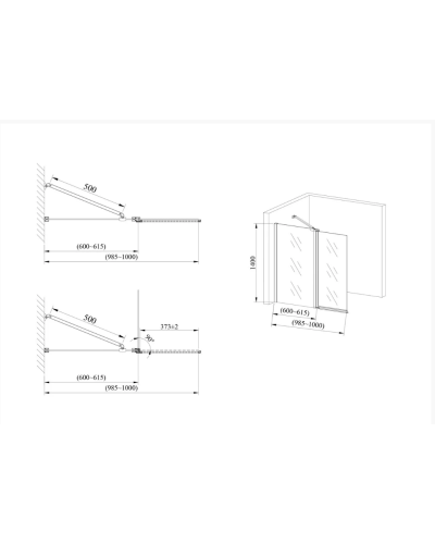 Скляна шторка для ванни  AVKO Glass W436 60+40x140 Black clear