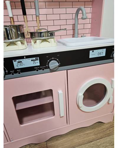 Дитяча дерев'яна кухня AVKO Модена Pink Вода звукові та світлові ефекти + аксесуари