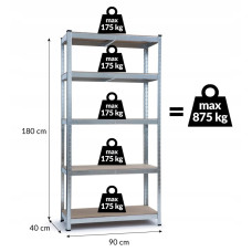 Стелаж металевий GardenLine GWI0878 180x90x40см.