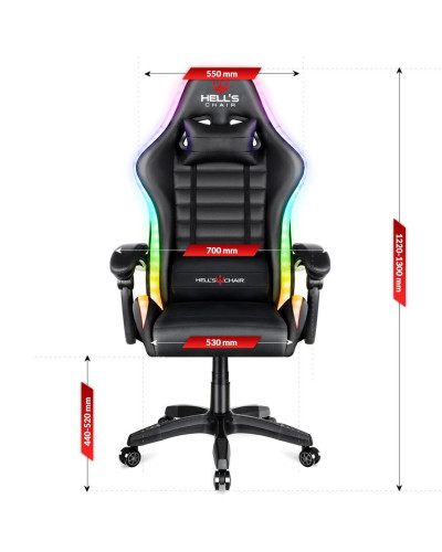 Комп'ютерне крісло Hell's HC-1003 LED RGB Black