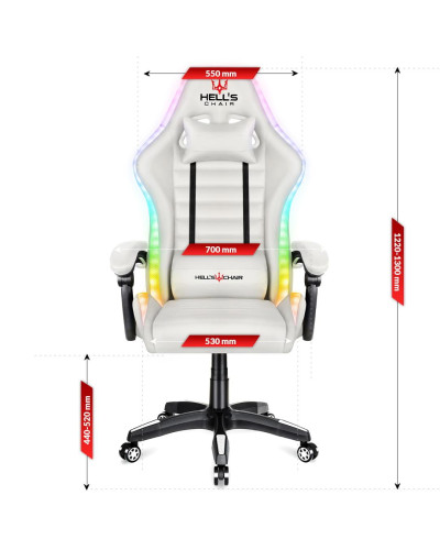 Комп'ютерне крісло Hell's HC-1003 LED RGB White