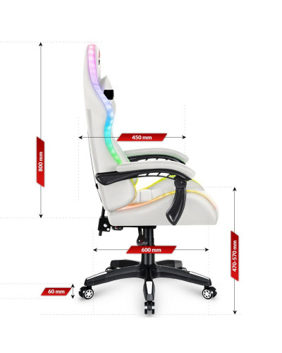Комп'ютерне крісло Hell's HC-1003 LED RGB White