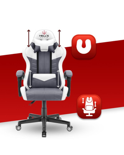Комп'ютерне крісло Hell's Chair HC-1004 White-Grey (тканина)