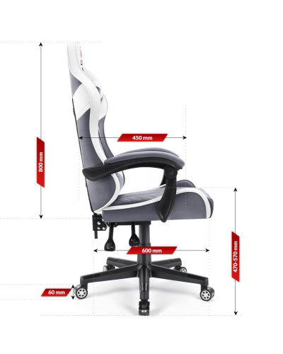 Комп'ютерне крісло Hell's Chair HC-1004 White-Grey (тканина)