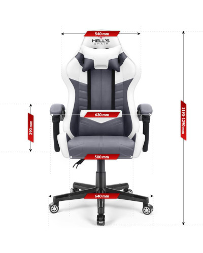 Комп'ютерне крісло Hell's Chair HC-1004 White-Grey (тканина)
