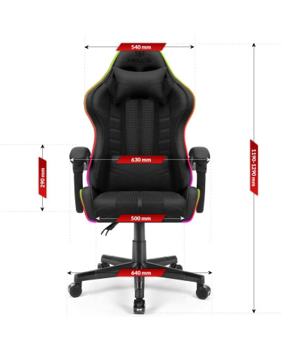 Комп'ютерне крісло Hell's Chair HC-1004 Black LED (тканина)
