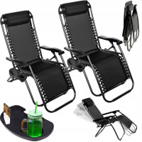 Комплект 2 шт. шезлонги GardenLine Relax Black до 130 кг.!