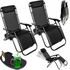 Комплект 2 шт. шезлонги GardenLine Relax Black до 130 кг.!