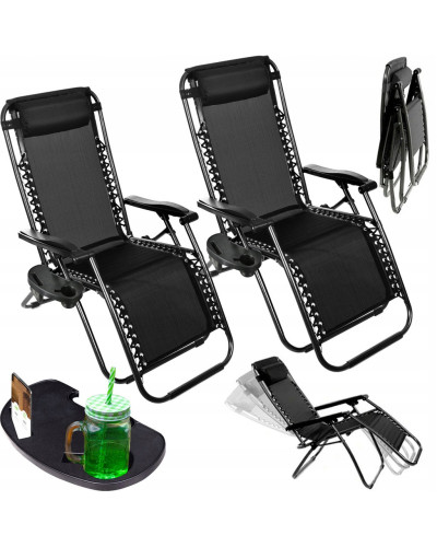 Комплект 2 шт. шезлонги GardenLine Relax Black до 130 кг.!