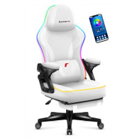 Комп'ютерне крісло Huzaro Force 4.6 White RGB тканина