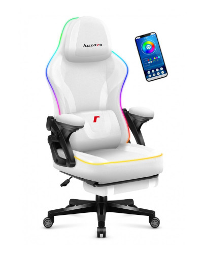 Комп'ютерне крісло Huzaro Force 4.6 White RGB тканина