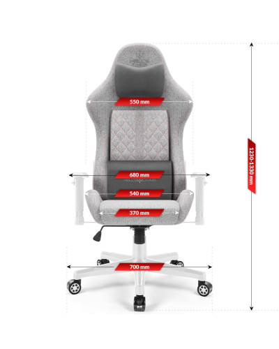 Комп'ютерне крісло Hell's Chair HC-1006 Grey-White тканина