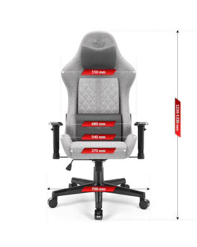 Комп'ютерне крісло Hell's Chair HC-1006 Grey-Black тканина