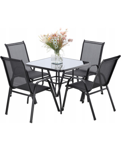 Комплект садових меблів GardenLine Verona-4 Black квадратний стіл