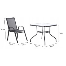 Комплект садових меблів GardenLine Verona-4 Black квадратний стіл