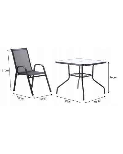 Комплект садових меблів GardenLine Verona-4 Black квадратний стіл