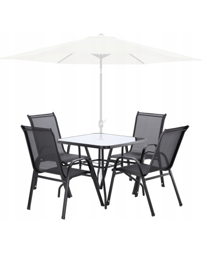 Комплект садових меблів GardenLine Verona-4 Black квадратний стіл