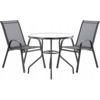 Комплект садових меблів GardenLine Verona-4 Black круглий стіл