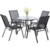 Комплект садових меблів GardenLine Verona-4 Black круглий стіл