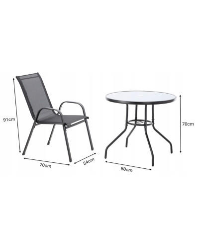 Комплект садових меблів GardenLine Verona-4 Black круглий стіл