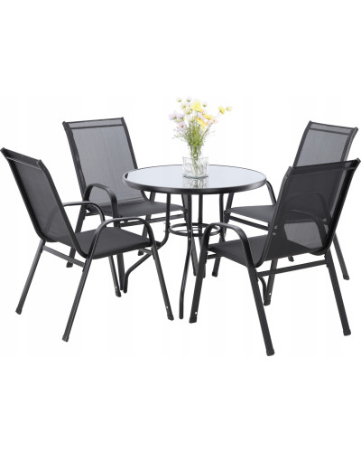 Комплект садових меблів GardenLine Verona-4 Grey круглий стіл