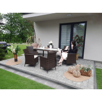 Комплект меблів з ротанга GardenLine SAD1692 (стіл + 6 крісел з бежевими подушками), темно-коричневий
