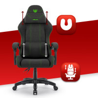 Комп'ютерне крісло Hell's HC-1014 Black-Green тканина