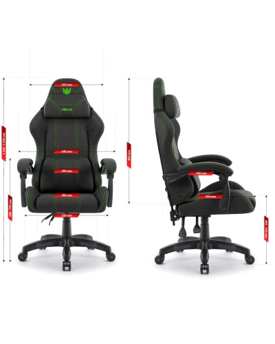 Комп'ютерне крісло Hell's HC-1014 Black-Green тканина