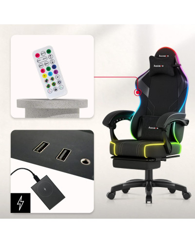 Комп'ютерне крісло Huzaro Force 3.7 RGB Black тканина