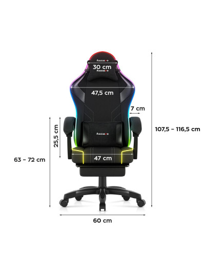 Комп'ютерне крісло Huzaro Force 3.7 RGB Black тканина