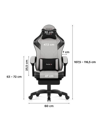 Комп'ютерне крісло Huzaro Force 3.7 Grey тканина