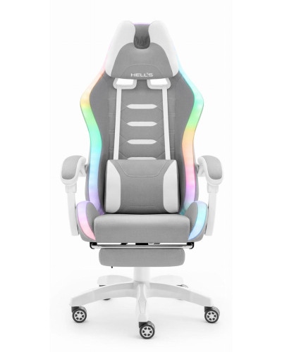 Комп'ютерне крісло Hell's HC-1039 LED RGB Grey-White (тканина)