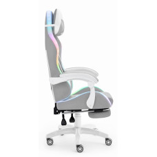 Комп'ютерне крісло Hell's HC-1039 LED RGB Grey-White (тканина)