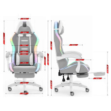 Комп'ютерне крісло Hell's HC-1039 LED RGB Grey-White (тканина)