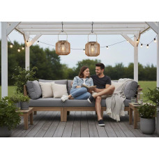 Садовий ліхтар на сонячній батареї GardenLine LAP0121 Коричневий / Еко-стиль — 16 см.