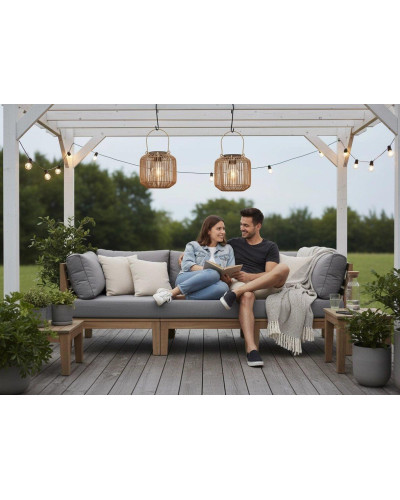 Садовий ліхтар на сонячній батареї GardenLine LAP0121 Коричневий / Еко-стиль — 16 см.