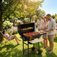 Вугільний гриль MultiGarden XXL BBQ0370 з кришкою, термометром та попільником