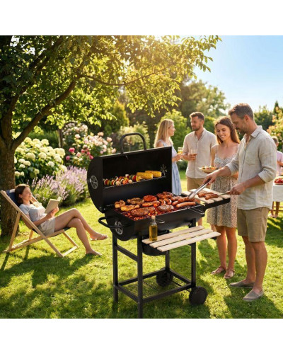 Вугільний гриль MultiGarden XXL BBQ0370 з кришкою, термометром та попільником