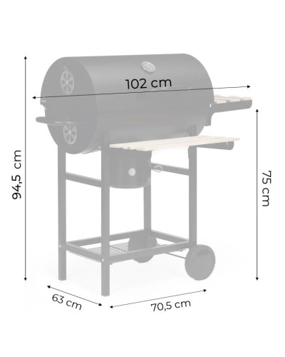 Вугільний гриль MultiGarden XXL BBQ0370 з кришкою, термометром та попільником