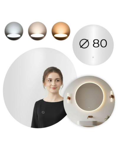 Кругле настінне дзеркало ModernHome з LED-підсвіткою 80 см.