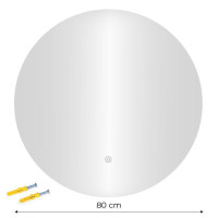Кругле настінне дзеркало ModernHome з LED-підсвіткою 80 см.