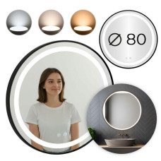 Кругле настінне дзеркало ModernHome Anti-Fog з LED-підсвіткою 80 см.