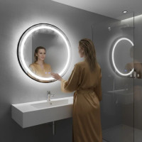 Кругле настінне дзеркало ModernHome Anti-Fog з LED-підсвіткою 80 см.