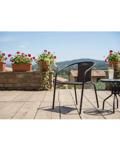Комплект садових меблів MultiGarden Polywood-4, стіл 156x78 см. + 4 крісла з техротангу (Темно-коричневий)